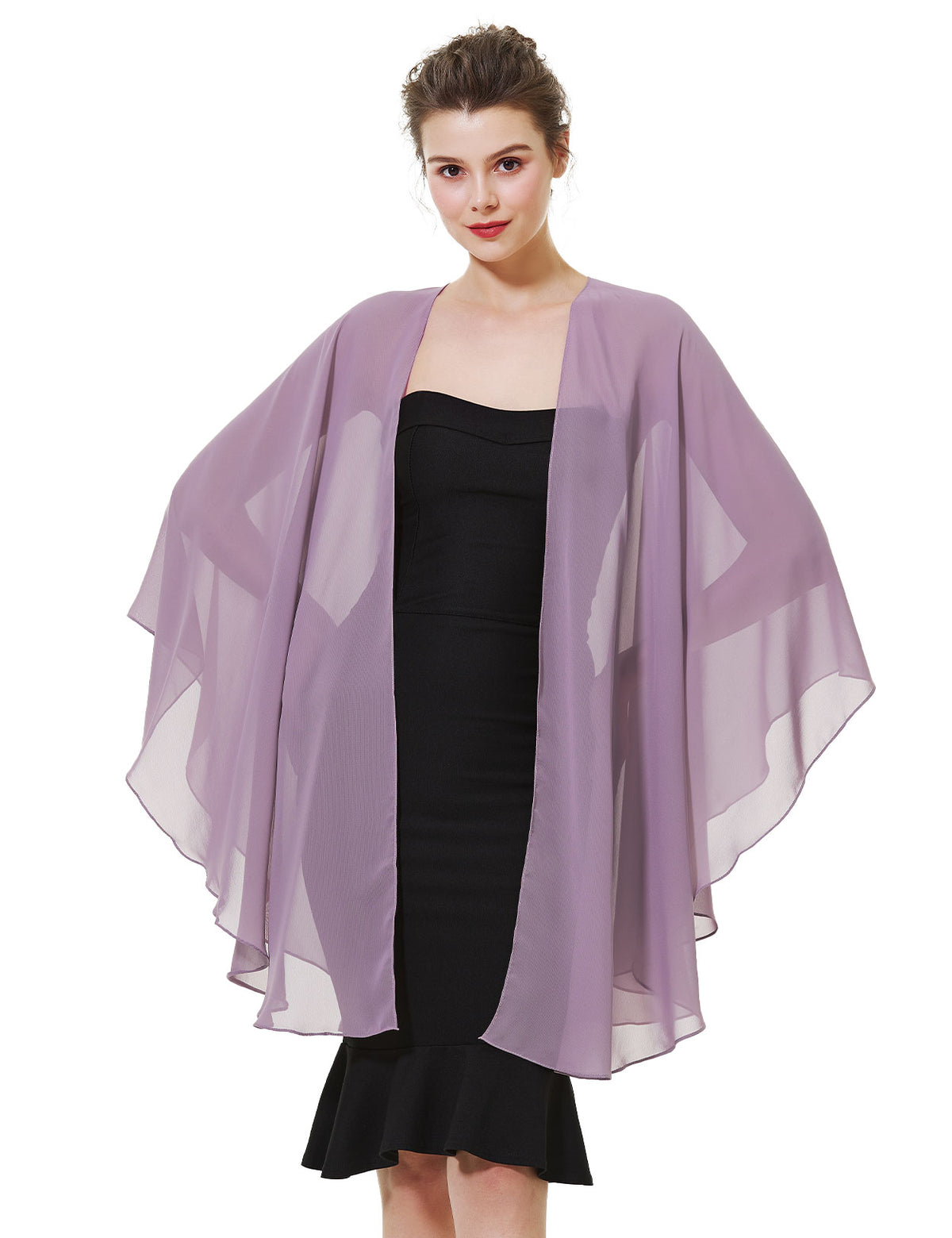 Elegant chiffon wedding shawl displayed on model, perfect bridal evening scarf wrap for weddings