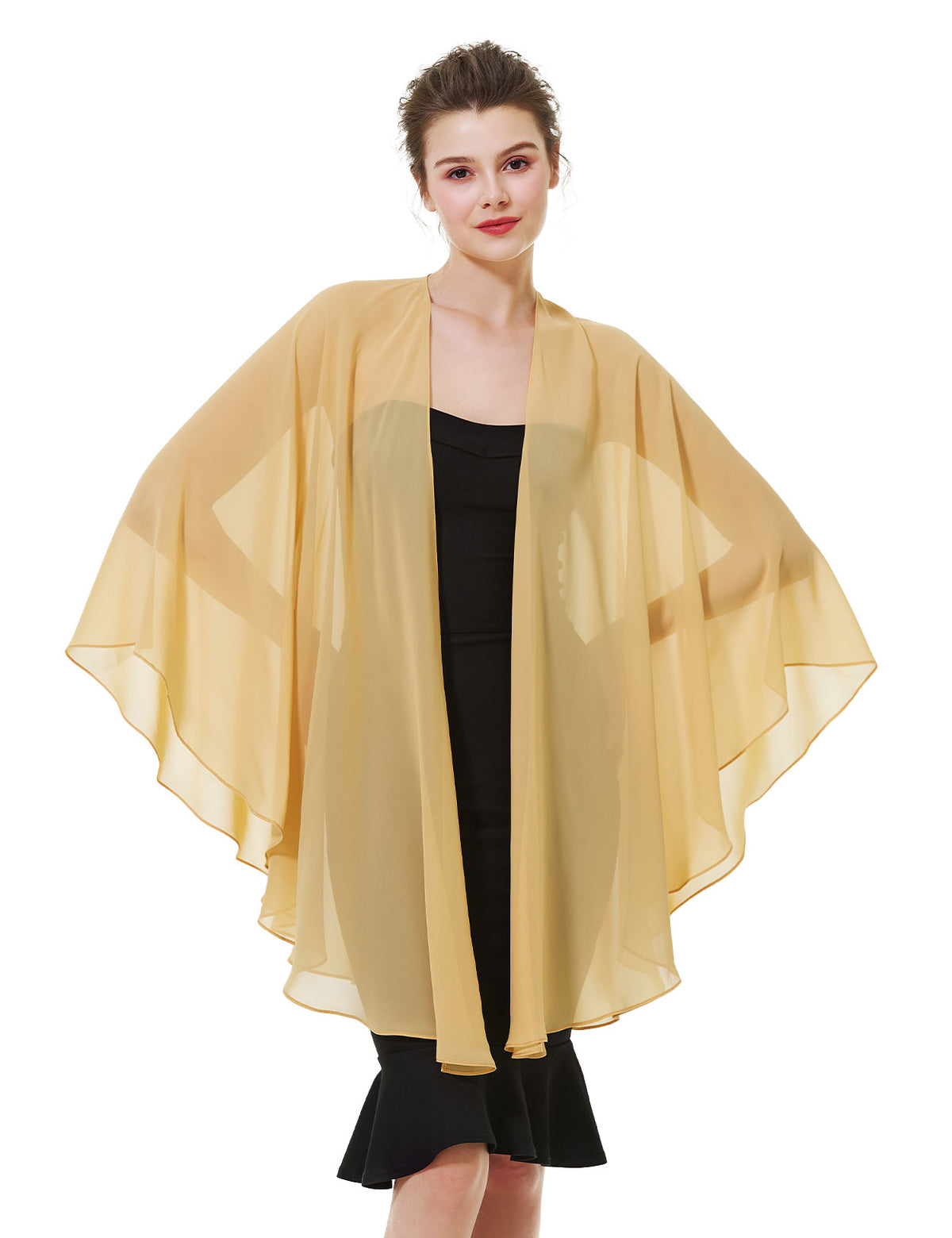 Elegant chiffon wedding shawl displayed on model, perfect bridal evening scarf wrap for weddings