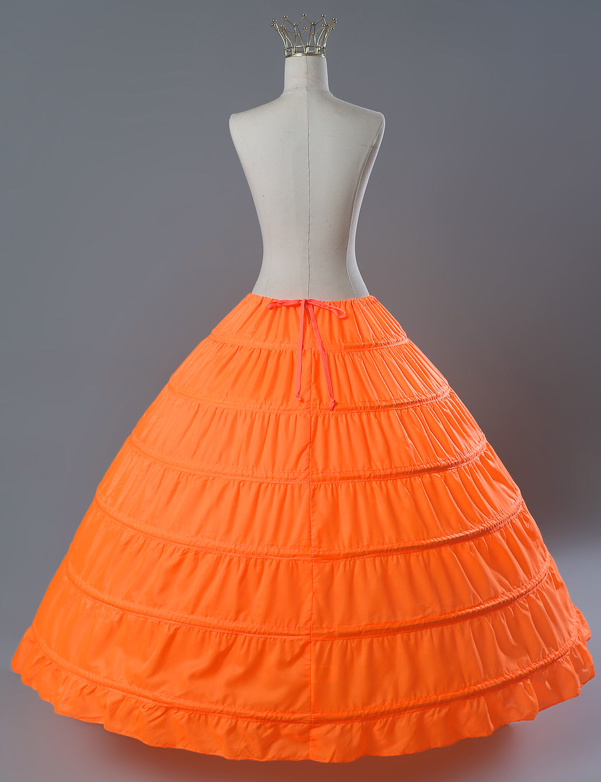 6-hoop A-line crinoline petticoat showing full dome shape for wedding dresses