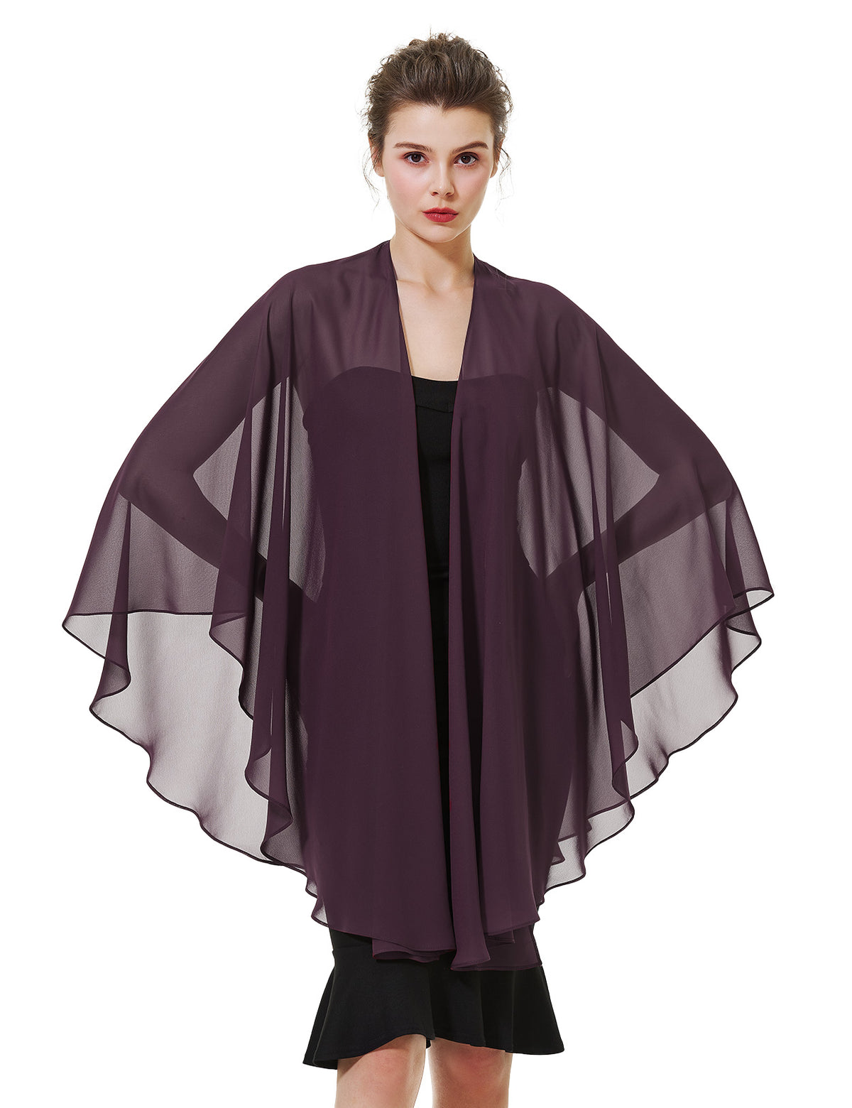 Elegant chiffon wedding shawl displayed on model, perfect bridal evening scarf wrap for weddings
