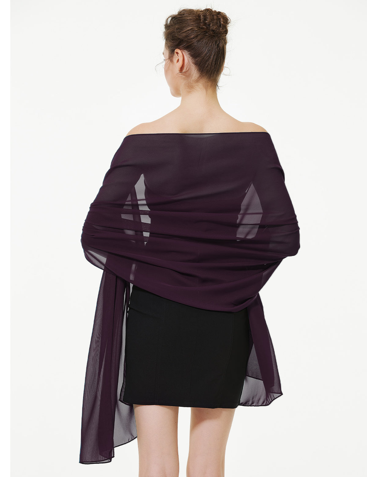 elegant chiffon wedding shawl in soft draping style, perfect for brides and evening wear