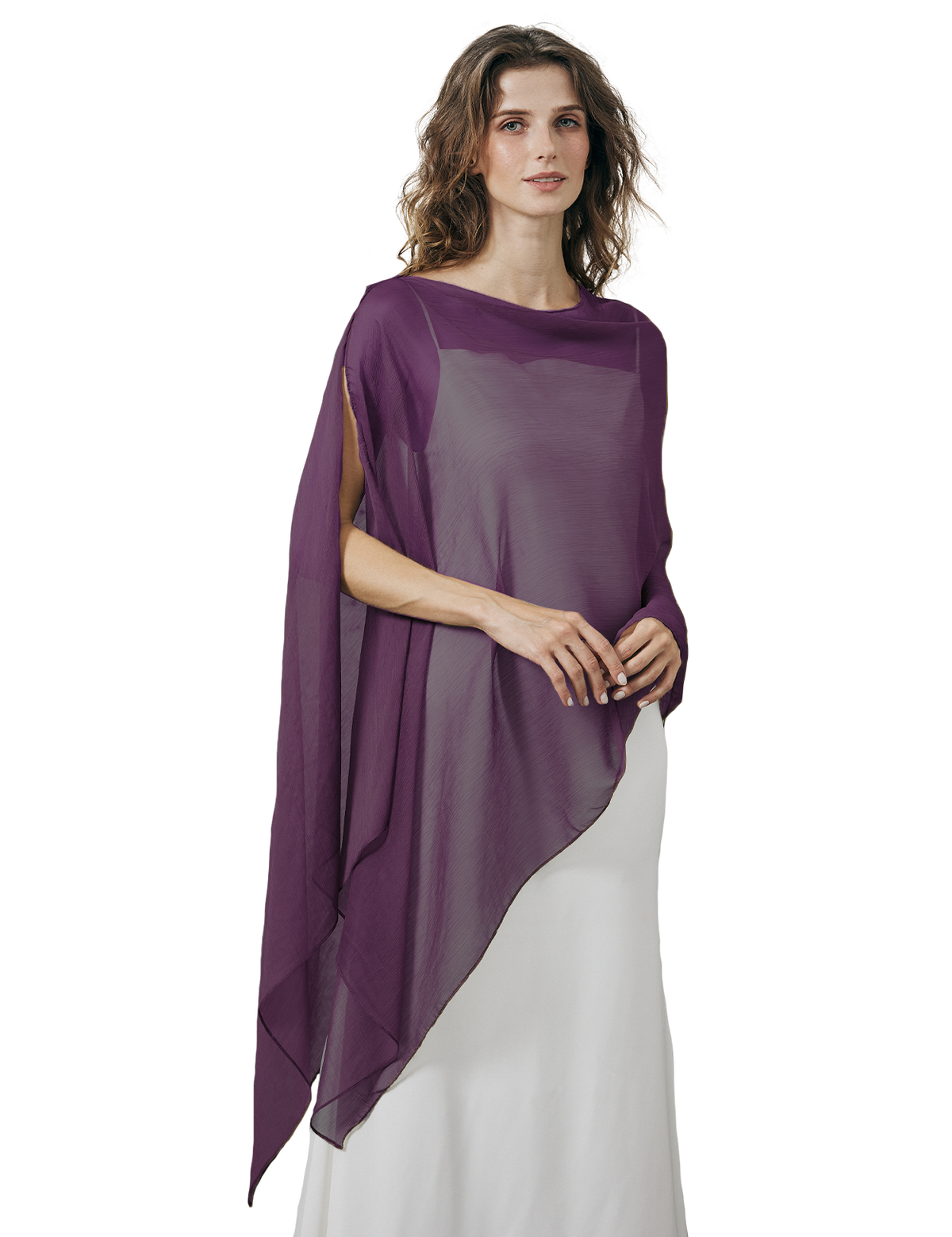 Lightweight sheer bridesmaid shawl in elegant draping style for wedding ceremonies