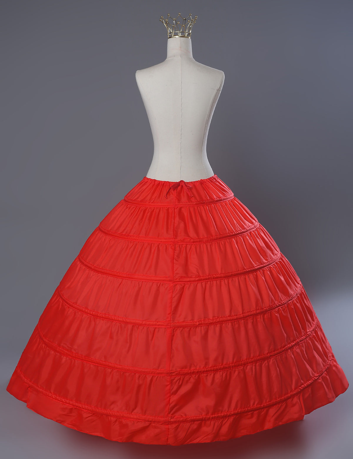 6-hoop A-line crinoline petticoat showing full dome shape for wedding dresses