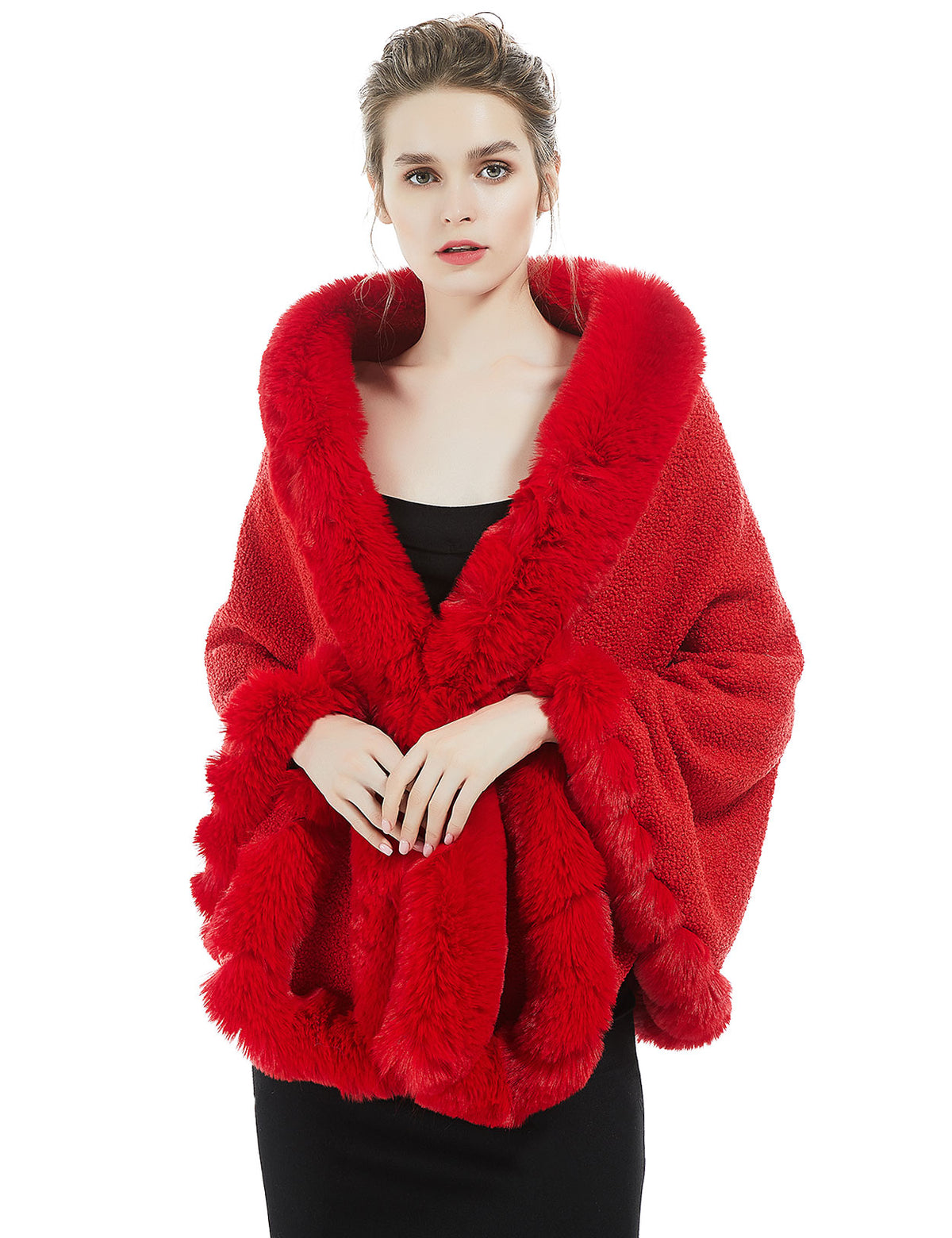Elegant faux fur bridal shawl for winter weddings