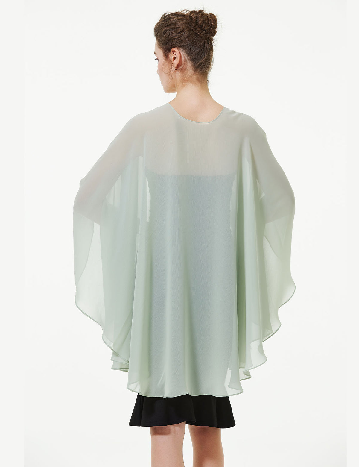 Elegant chiffon wedding shawl displayed on model, perfect bridal evening scarf wrap for weddings