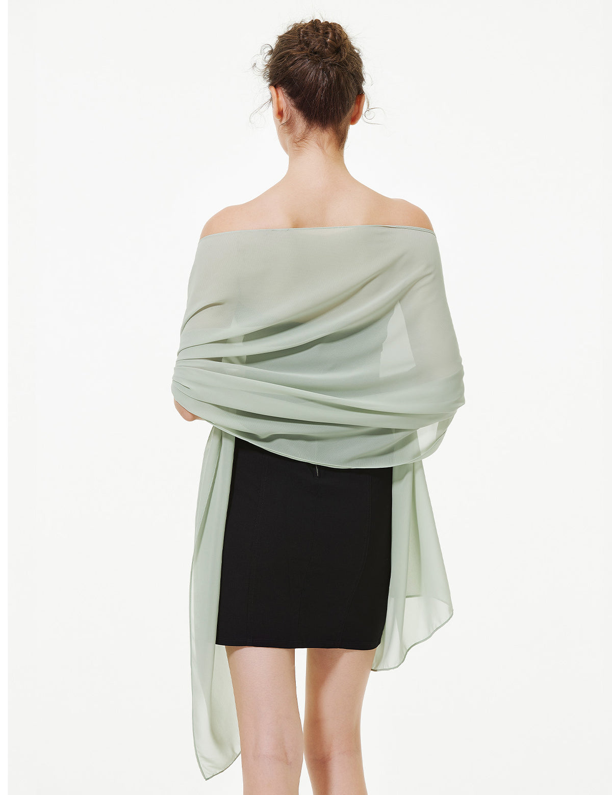 elegant chiffon wedding shawl in soft draping style, perfect for brides and evening wear