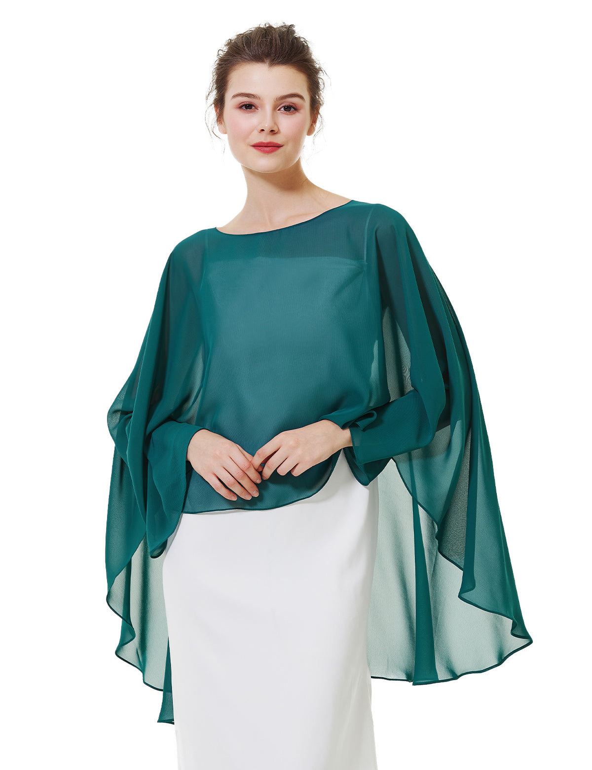 elegant chiffon capelet for women, perfect for weddings and evening events