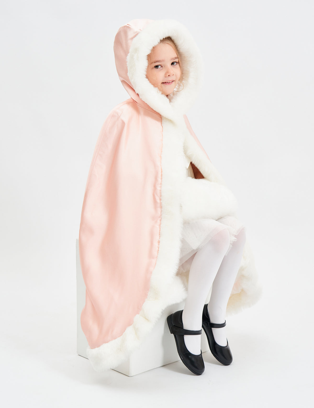 Toddler Christmas cloak with fur trim