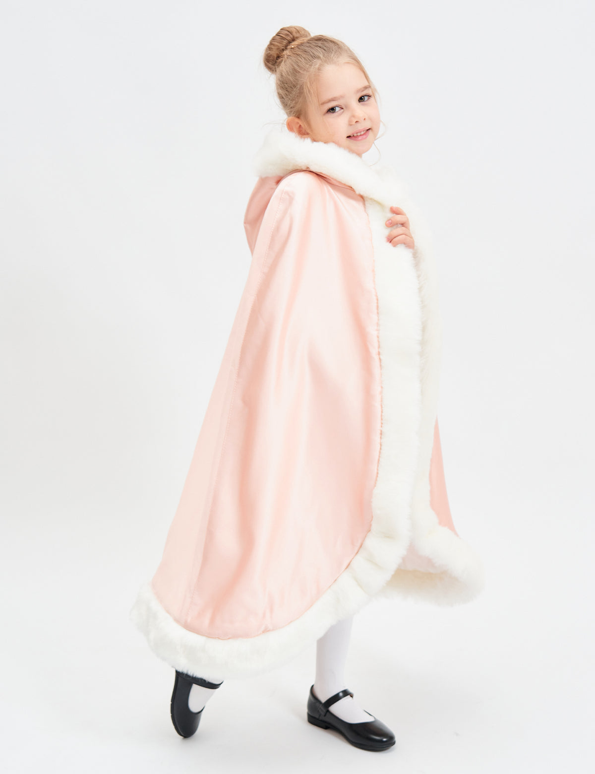 Toddler Christmas cloak with fur trim