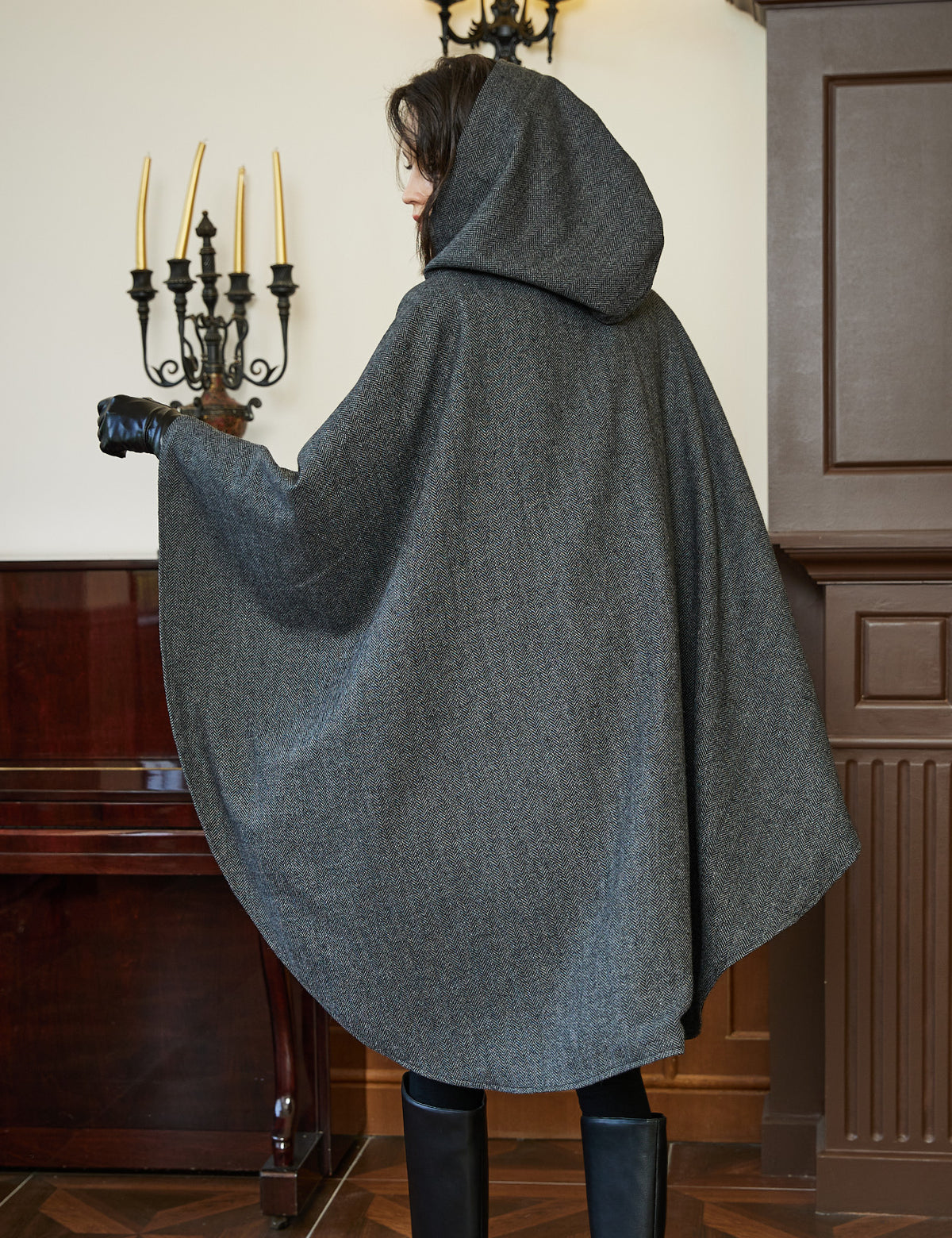 women's tweed hooded cloak