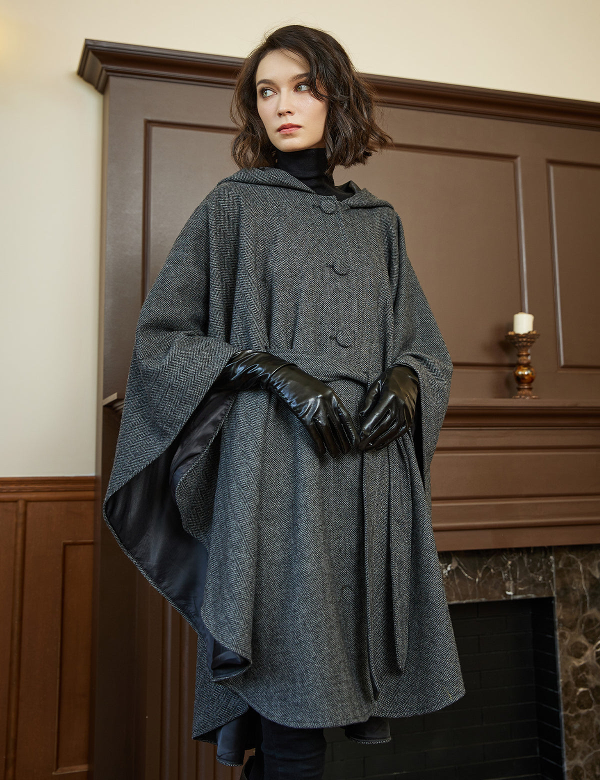 women's tweed hooded cloak