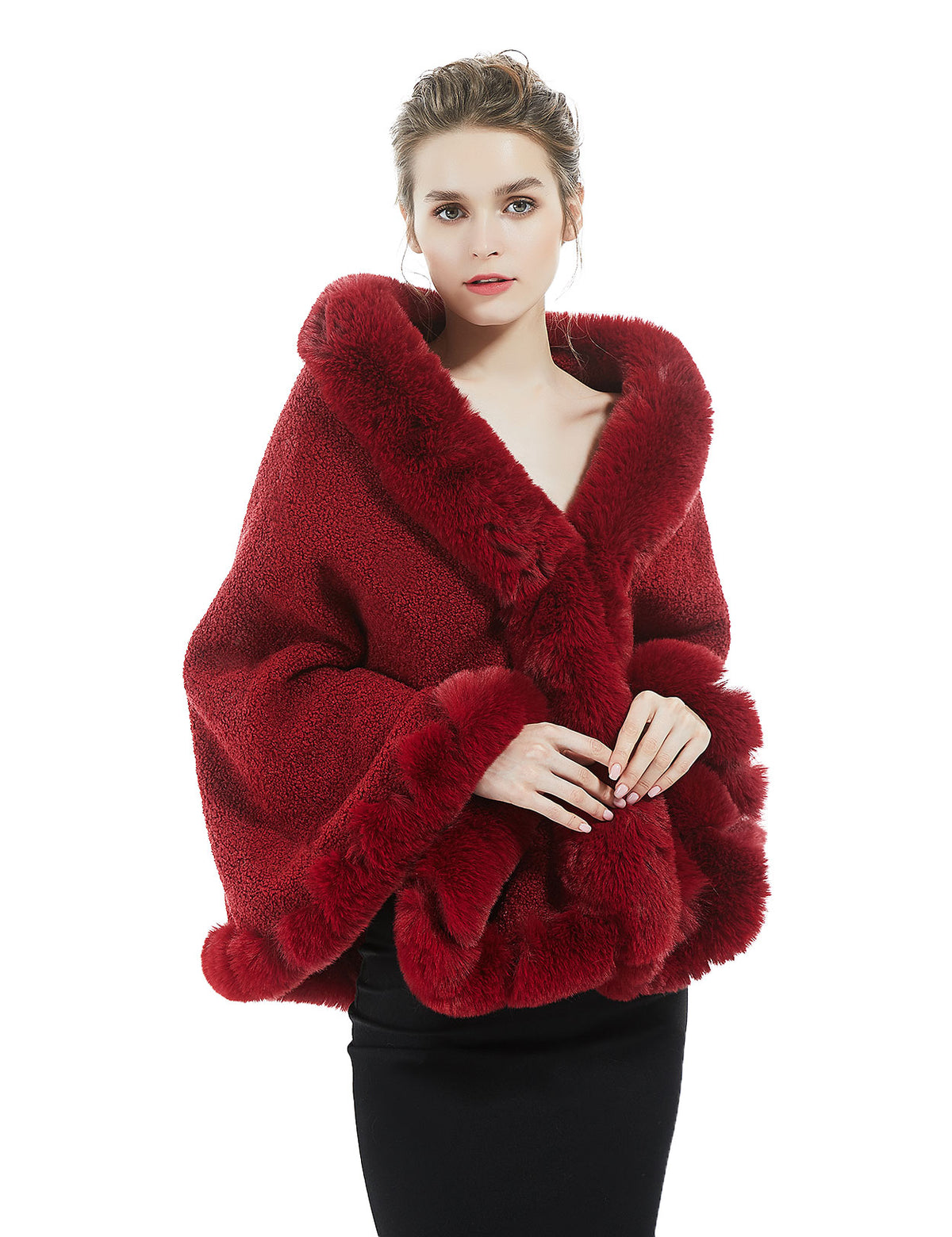 Elegant faux fur bridal shawl for winter weddings