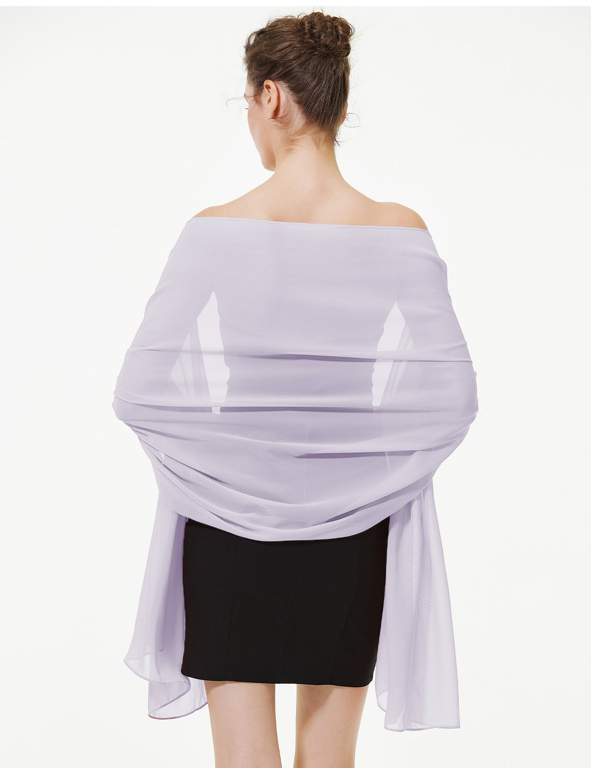 elegant chiffon wedding shawl in soft draping style, perfect for brides and evening wear