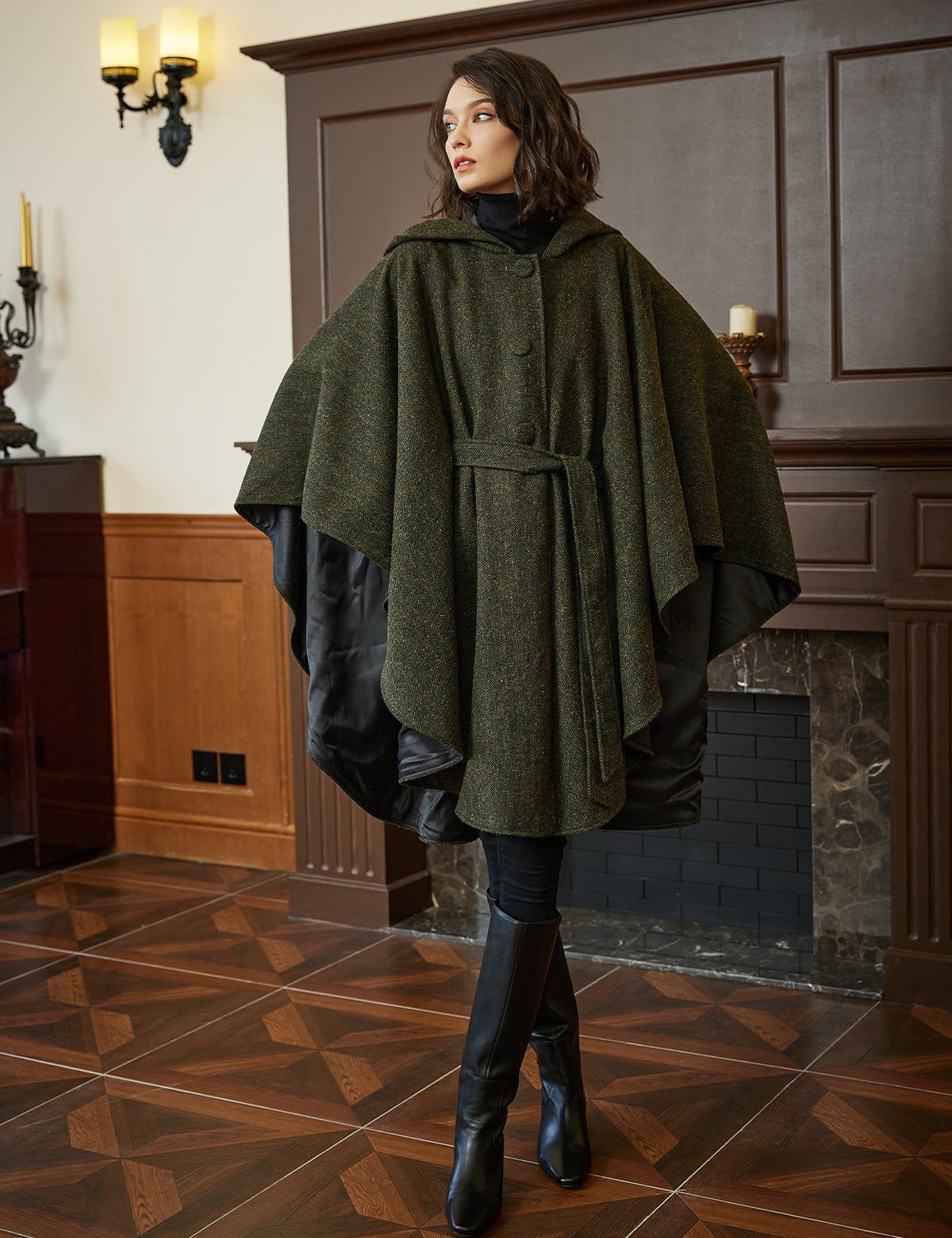 women's tweed hooded cloak