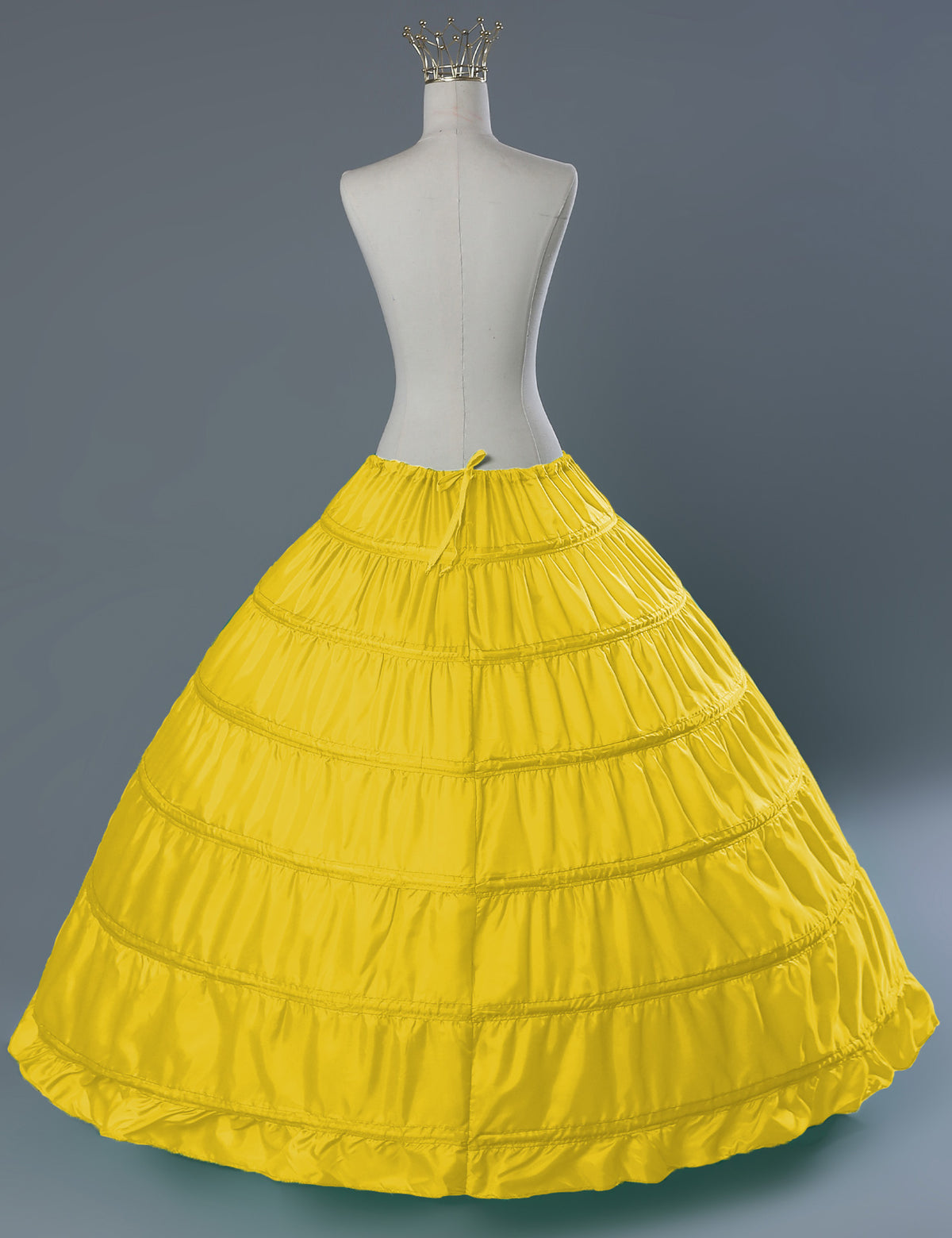 6-hoop A-line crinoline petticoat showing full dome shape for wedding dresses