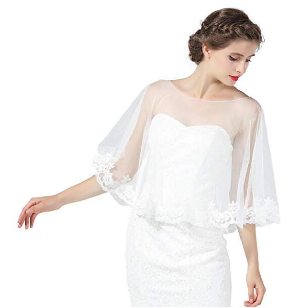 Mantella da sposa in pizzo, coprispalle bolero, scialle in pizzo stile anni '20