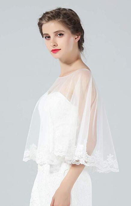 Mantella da sposa in pizzo, coprispalle bolero, scialle in pizzo stile anni '20