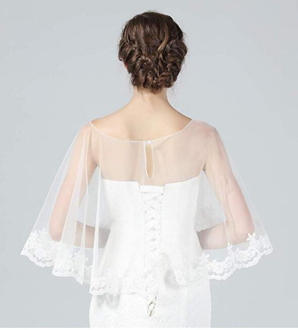 Mantella da sposa in pizzo, coprispalle bolero, scialle in pizzo stile anni '20