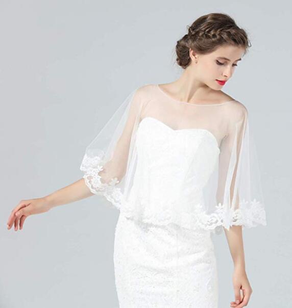 Mantella da sposa in pizzo, coprispalle bolero, scialle in pizzo stile anni '20