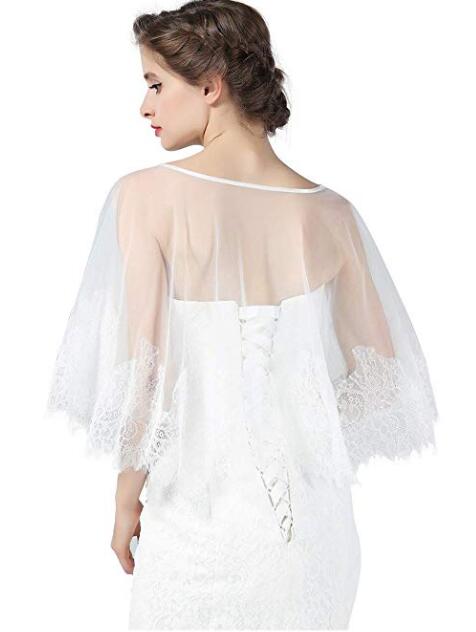 Mantella da sposa in pizzo, coprispalle bolero, scialle in pizzo stile anni '20