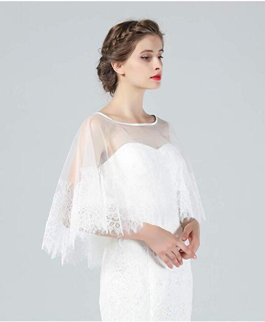 Mantella da sposa in pizzo, coprispalle bolero, scialle in pizzo stile anni '20