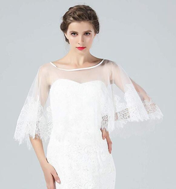 Mantella da sposa in pizzo, coprispalle bolero, scialle in pizzo stile anni '20