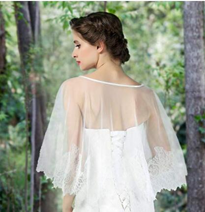 Mantella da sposa in pizzo, coprispalle bolero, scialle in pizzo stile anni '20