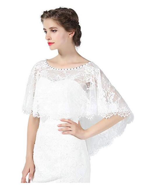 Mantella da sposa in pizzo, coprispalle bolero, scialle in pizzo stile anni '20