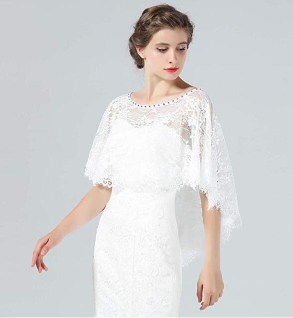 Mantella da sposa in pizzo, coprispalle bolero, scialle in pizzo stile anni '20