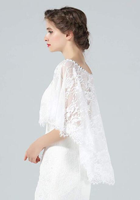 Mantella da sposa in pizzo, coprispalle bolero, scialle in pizzo stile anni '20