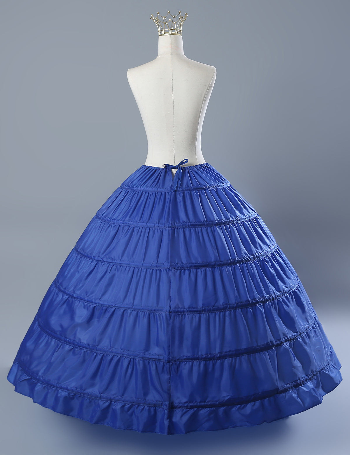 6-hoop A-line crinoline petticoat showing full dome shape for wedding dresses