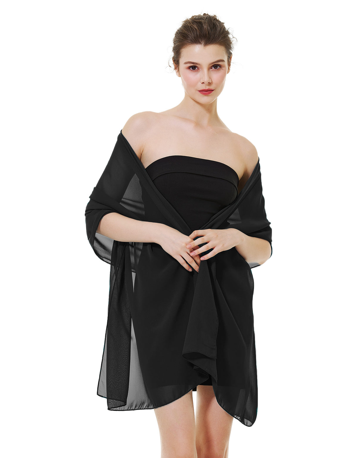 elegant chiffon wedding shawl in soft draping style, perfect for brides and evening wear