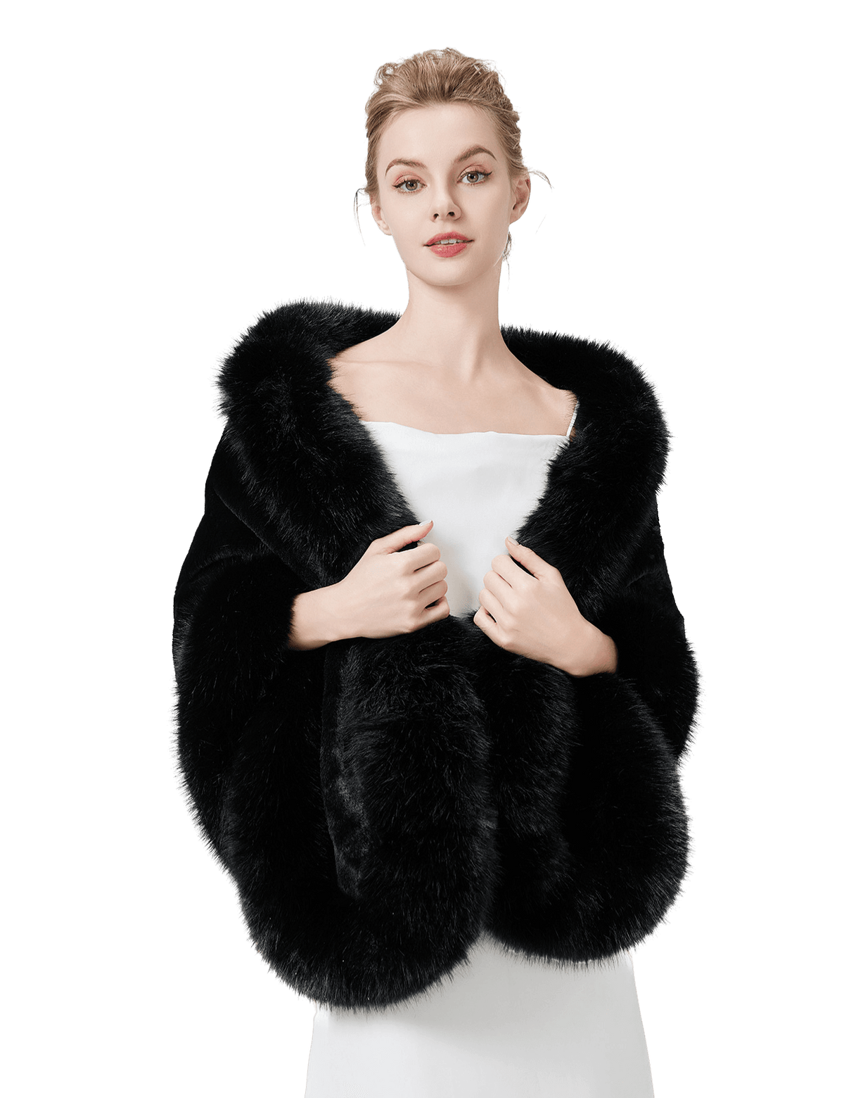 Luxury faux fur shawl for bridal wedding and evening dresses