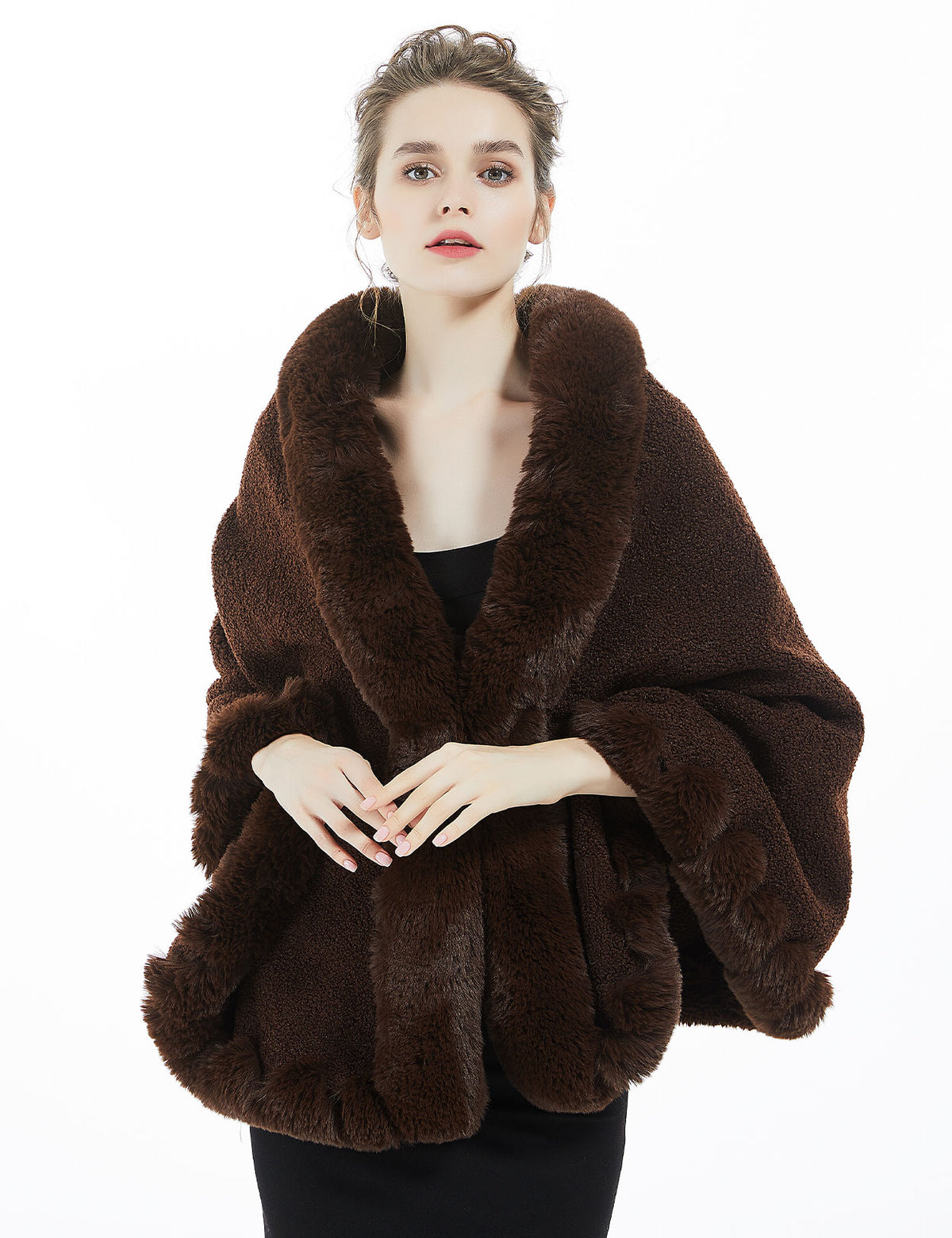 Elegant faux fur bridal shawl for winter weddings