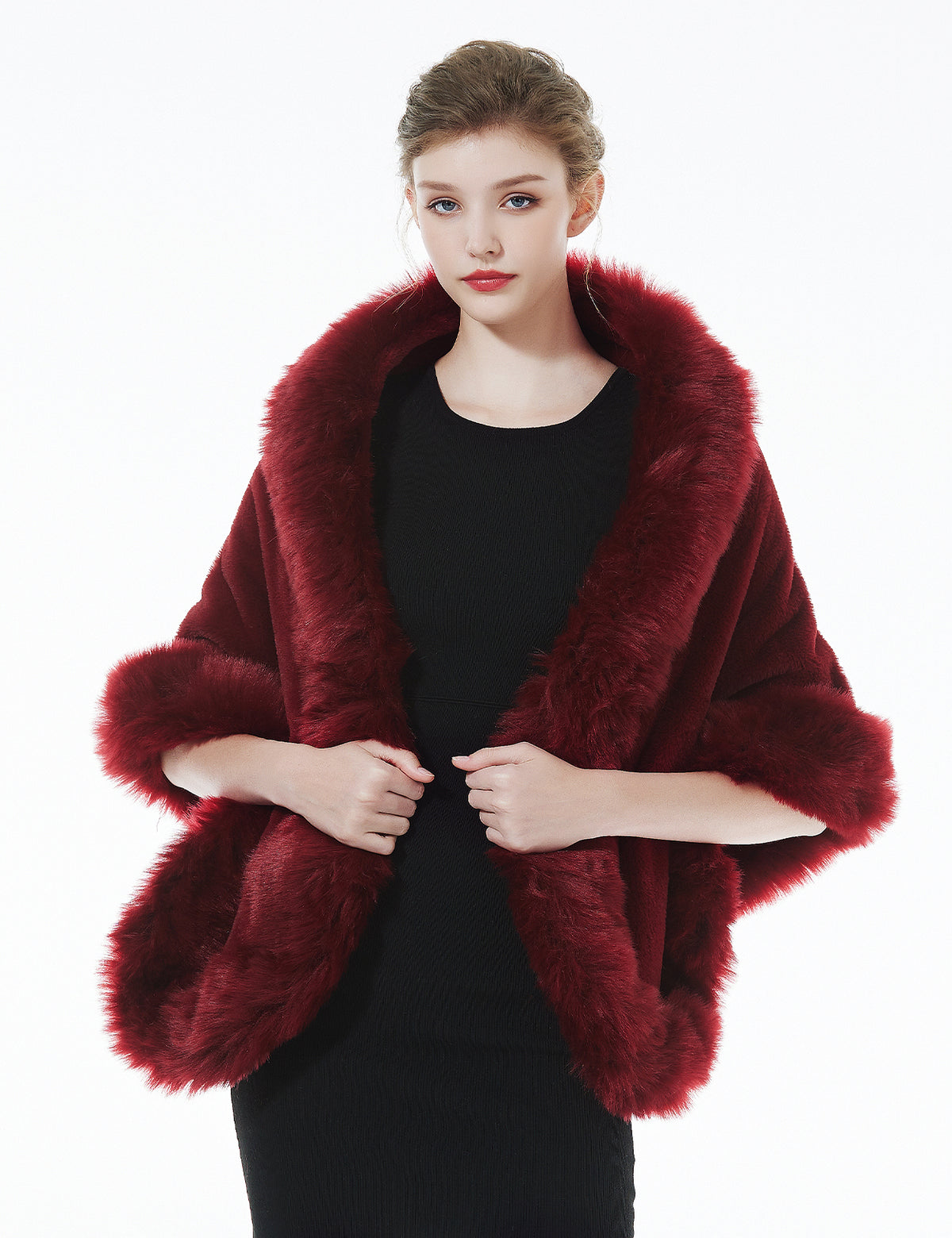 Luxury faux fur shawl for bridal wedding and evening dresses