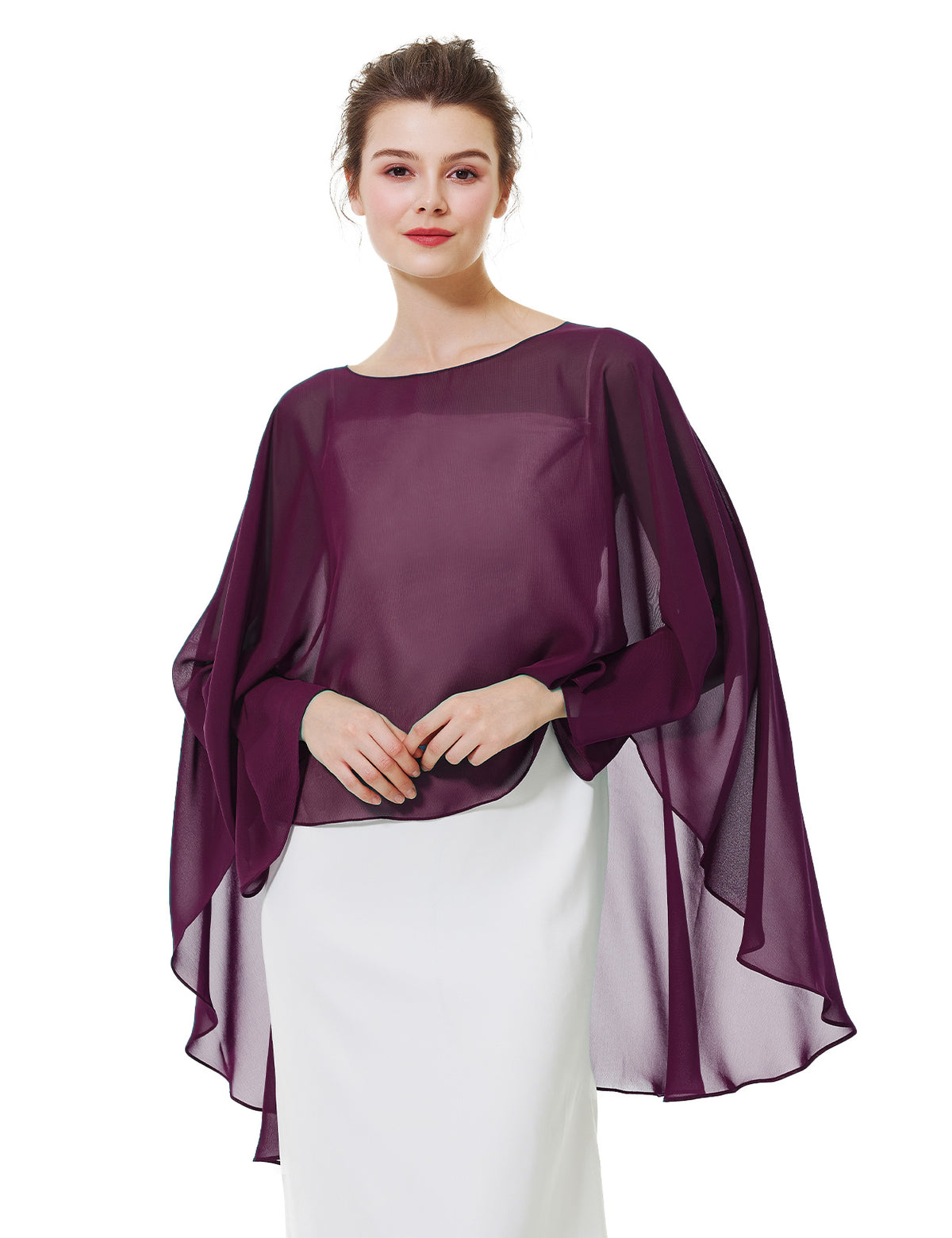 elegant chiffon capelet for women, perfect for weddings and evening events