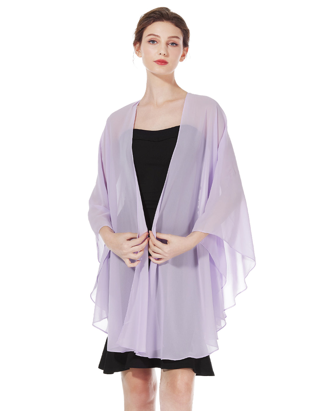 Elegant chiffon wedding shawl displayed on model, perfect bridal evening scarf wrap for weddings