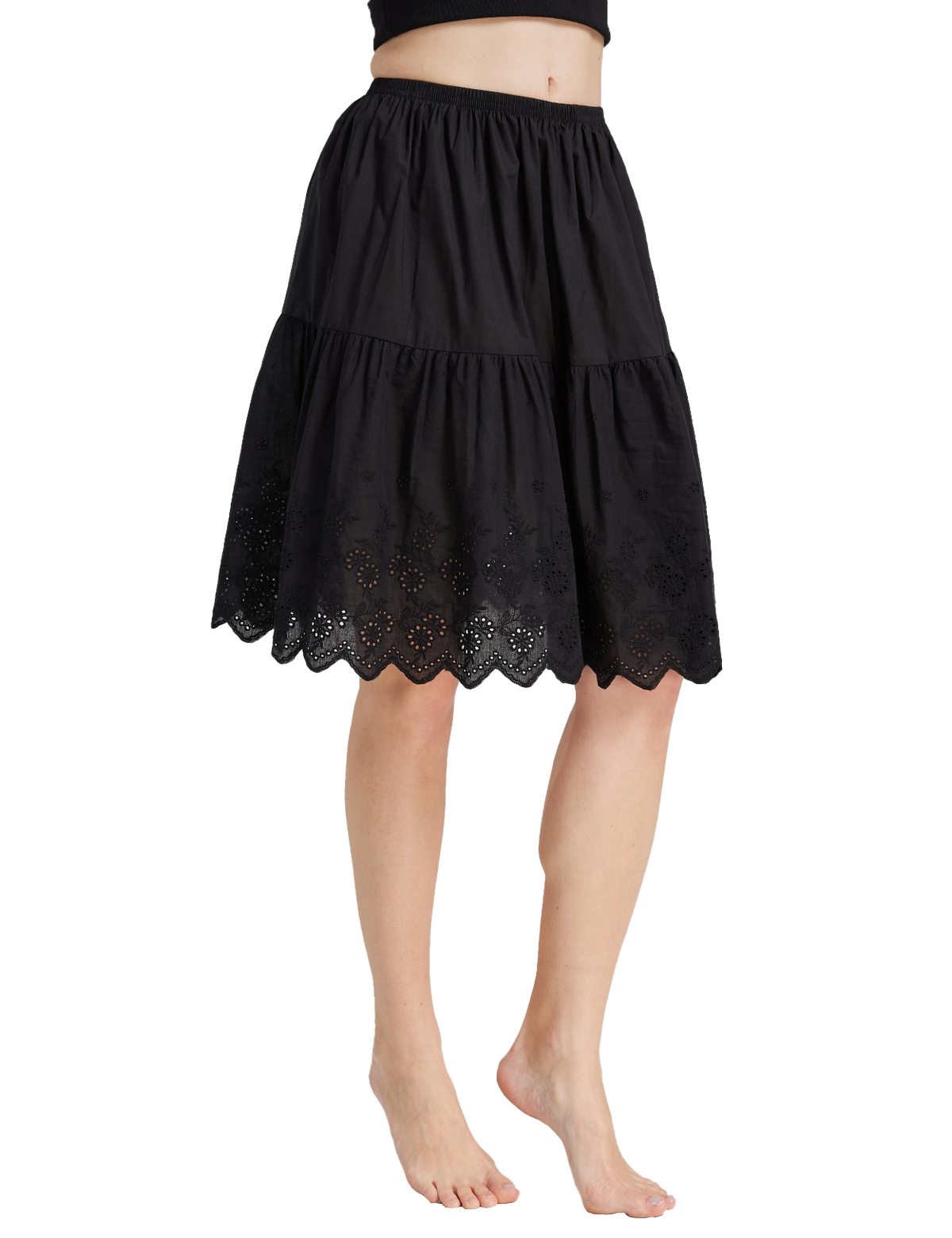 Vintage Lace Trim Cotton black Underskirt
