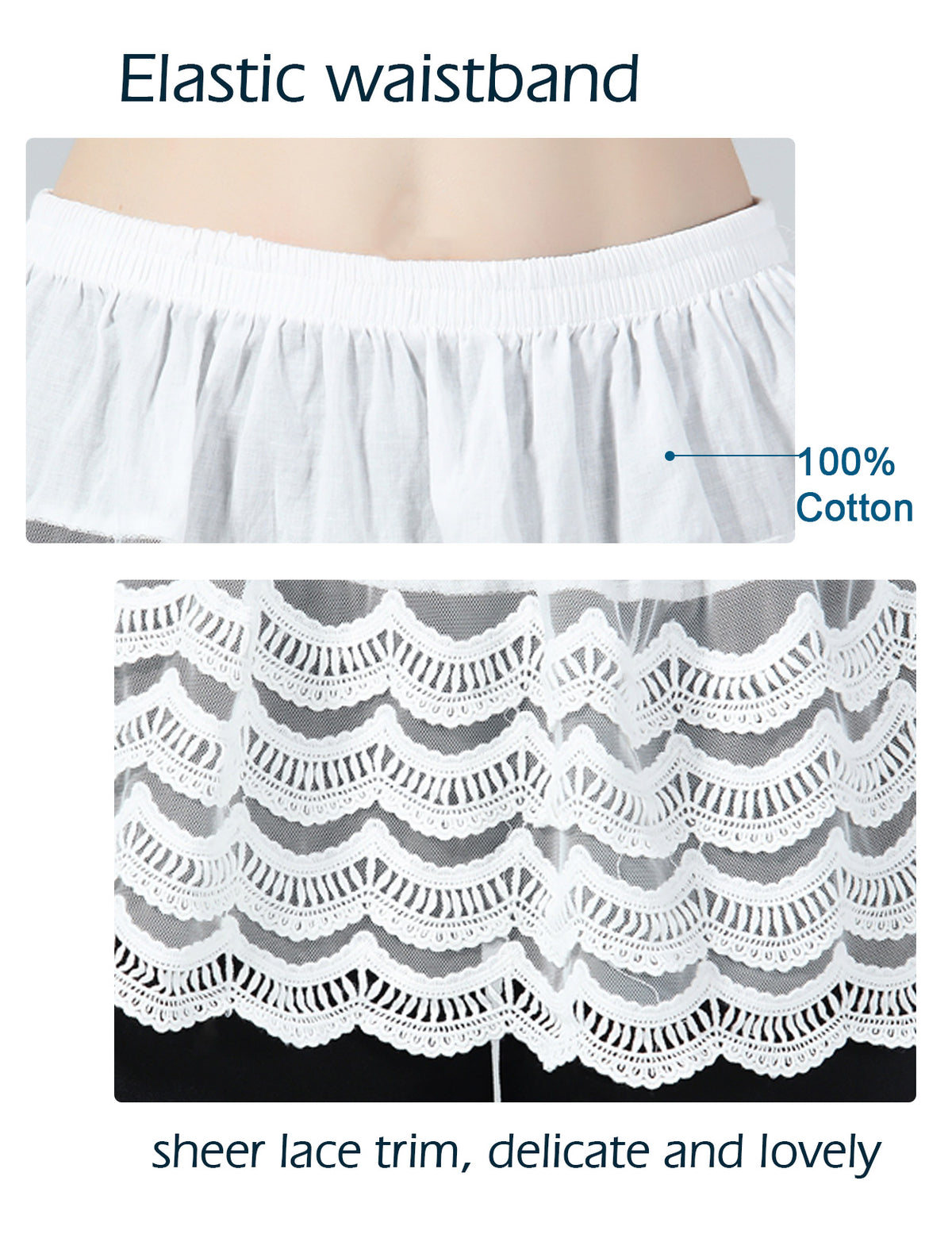 Plus Size Mini Underskirt with Floral Lace - details