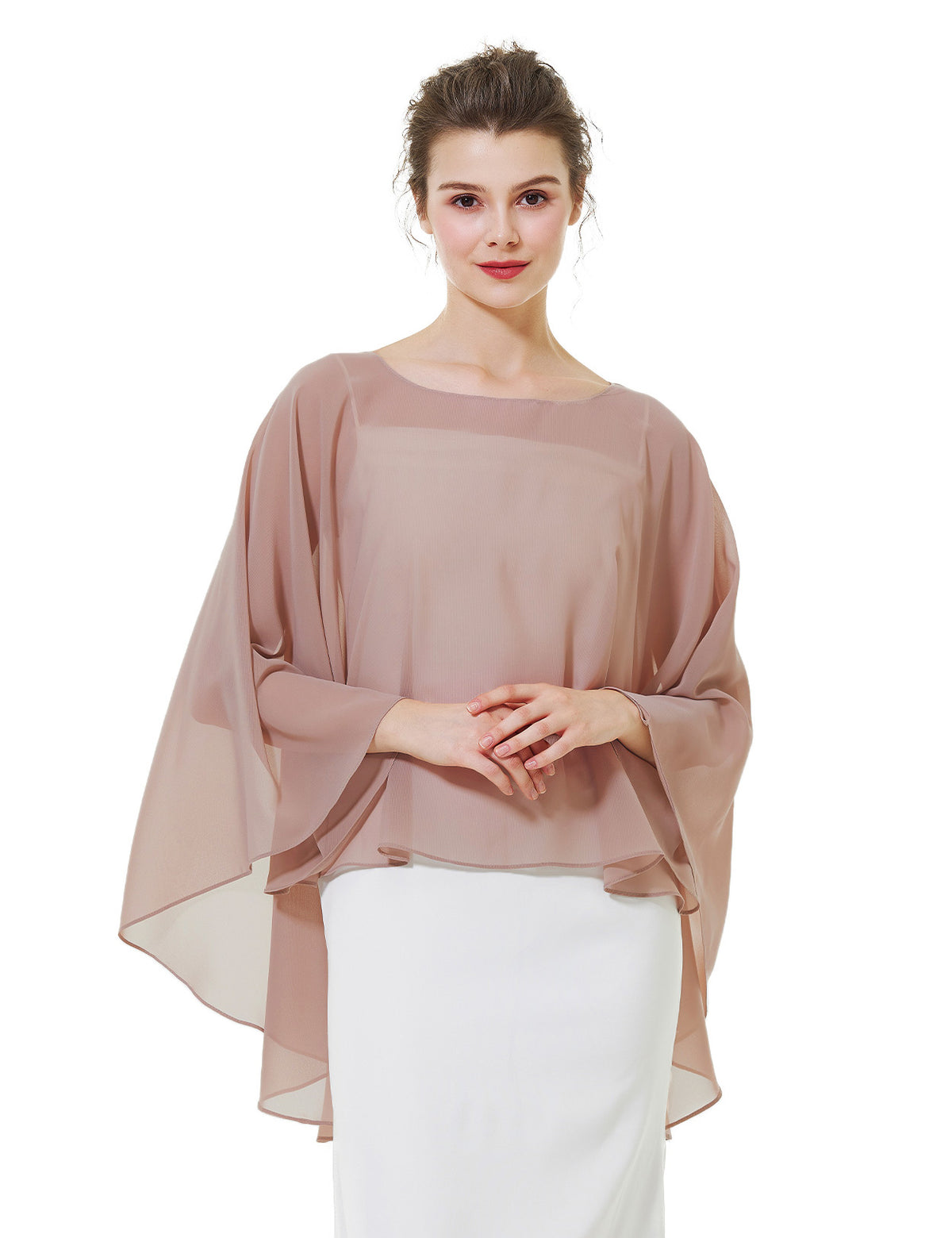 elegant chiffon capelet for women, perfect for weddings and evening events