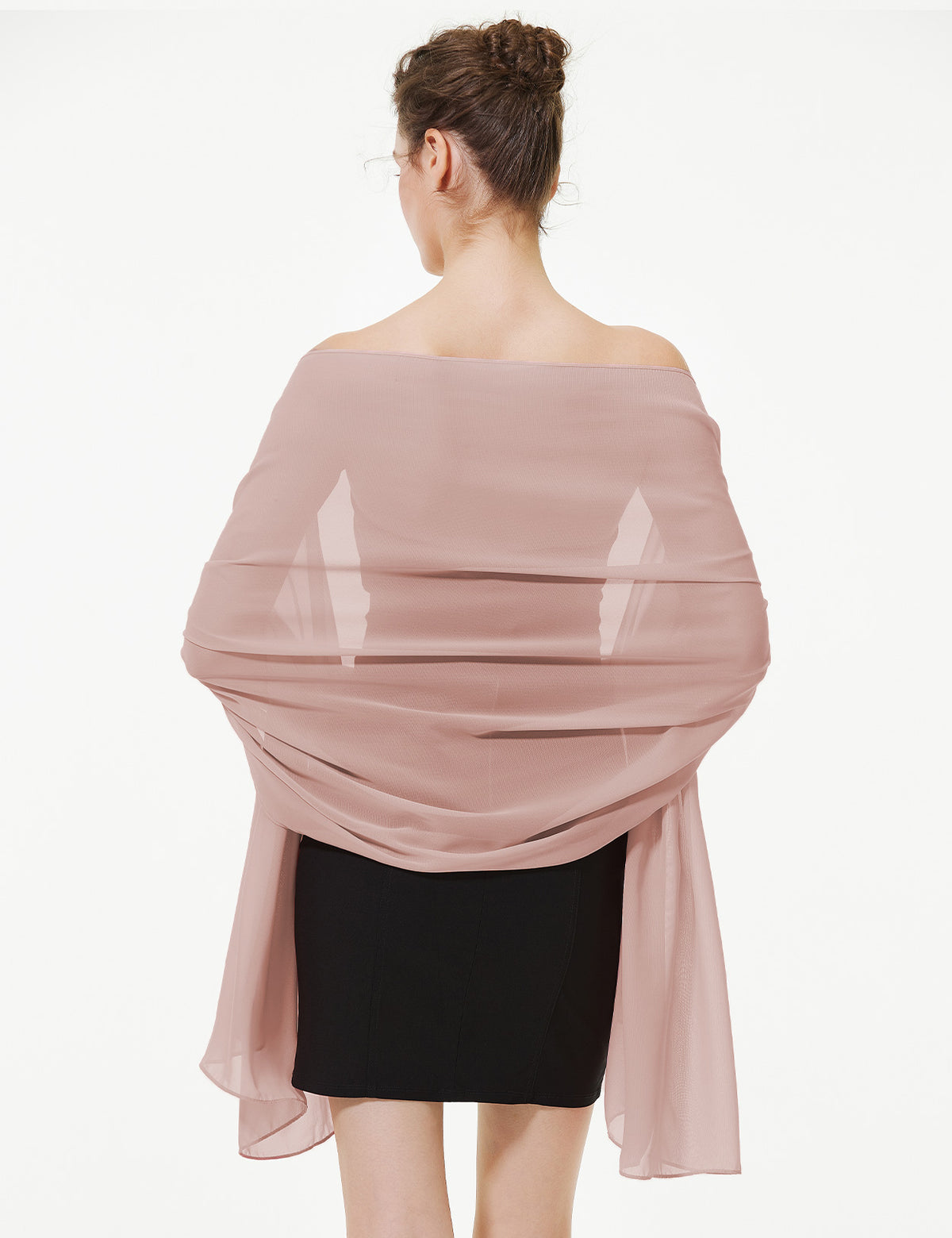 elegant chiffon wedding shawl in soft draping style, perfect for brides and evening wear