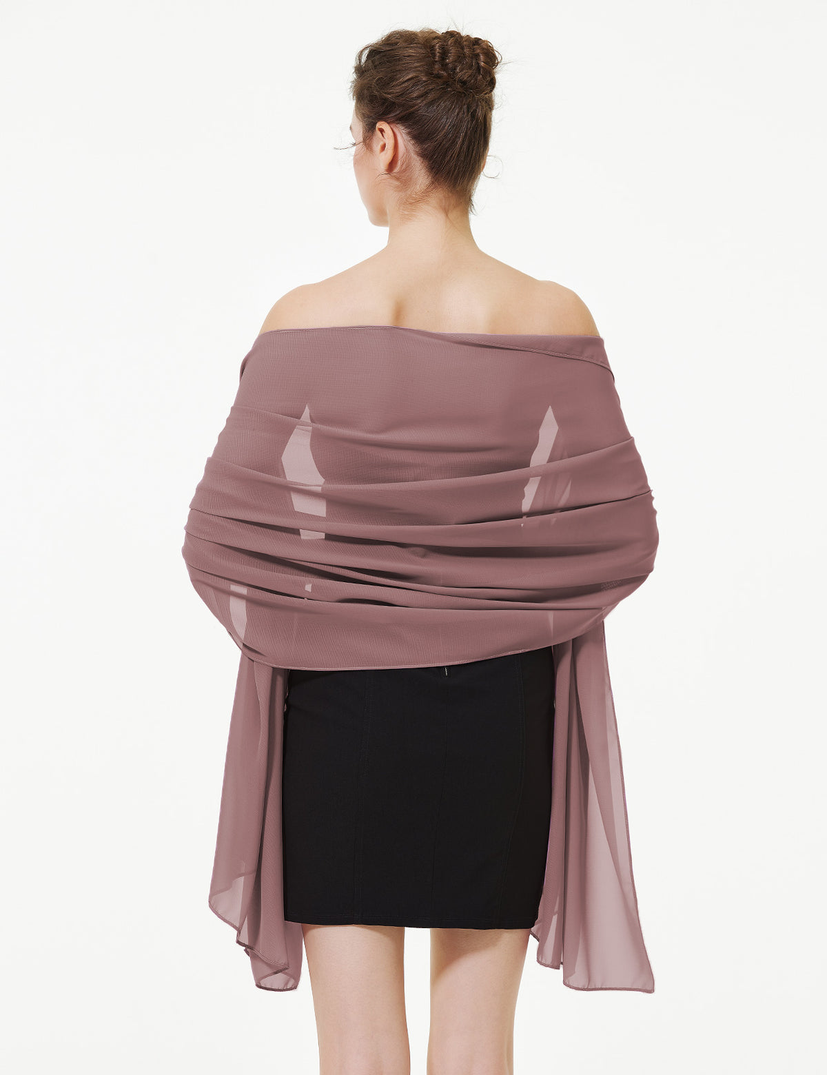 elegant chiffon wedding shawl in soft draping style, perfect for brides and evening wear