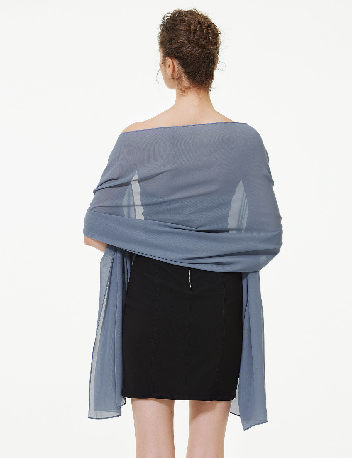 elegant chiffon wedding shawl in soft draping style, perfect for brides and evening wear