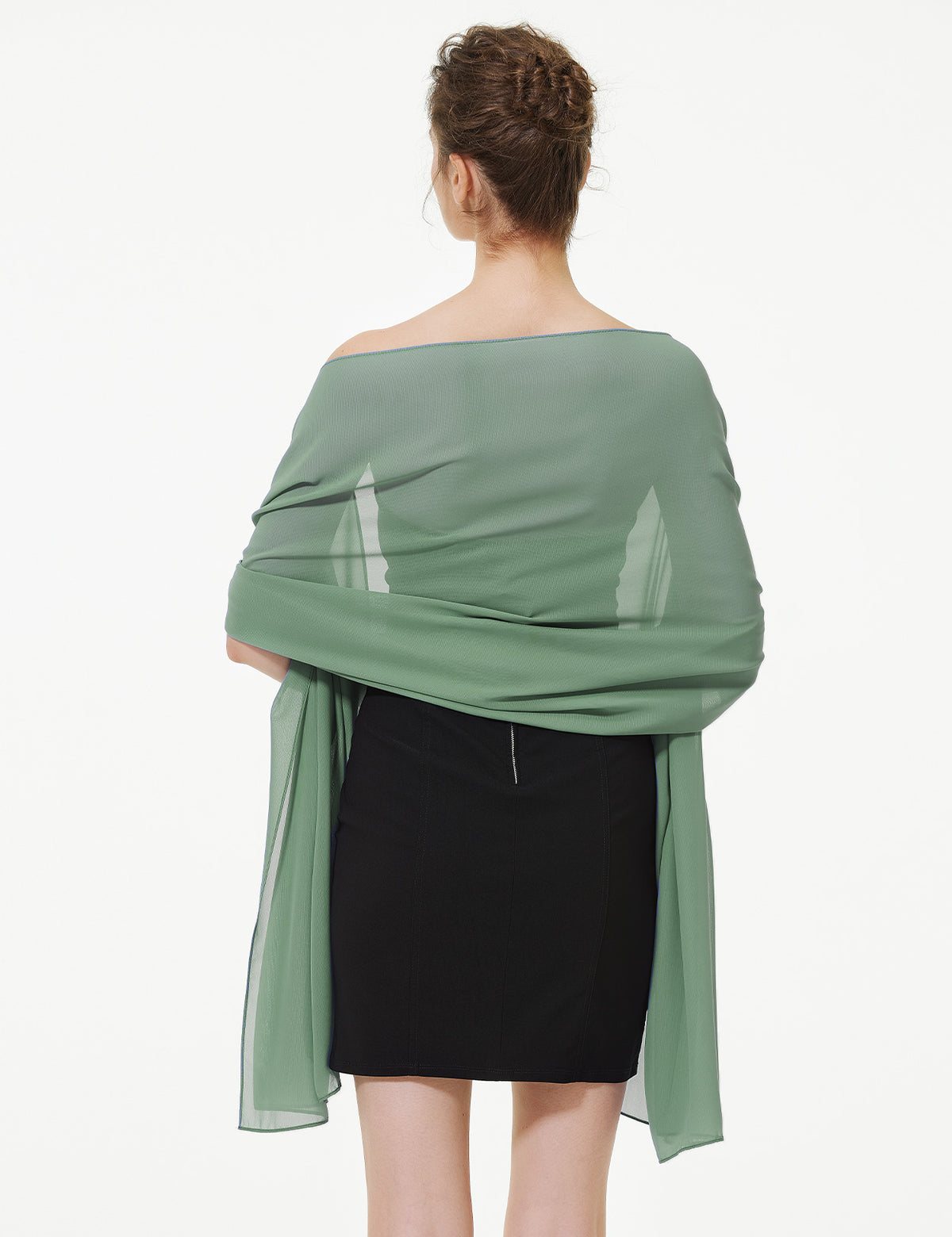 elegant chiffon wedding shawl in soft draping style, perfect for brides and evening wear