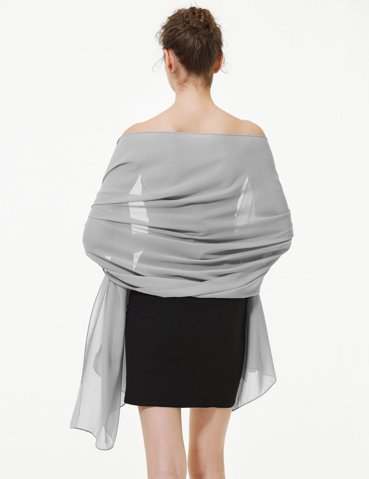 elegant chiffon wedding shawl in soft draping style, perfect for brides and evening wear