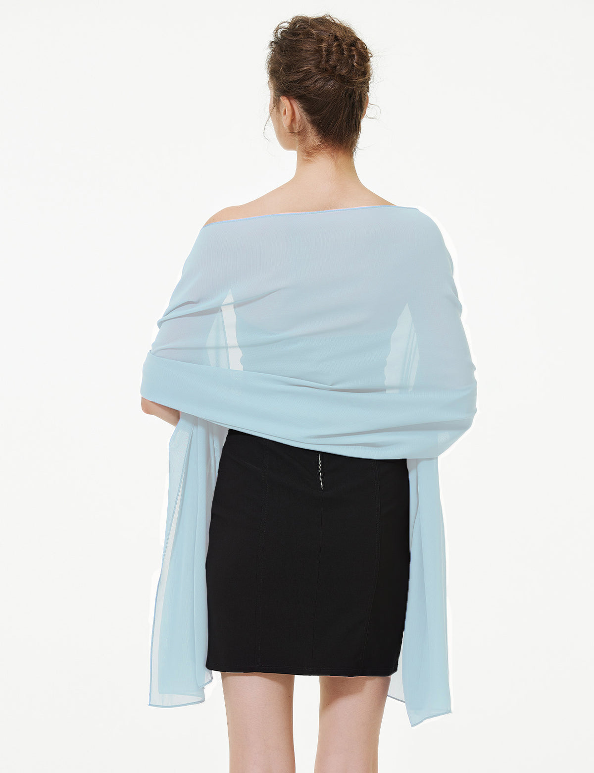 elegant chiffon wedding shawl in soft draping style, perfect for brides and evening wear