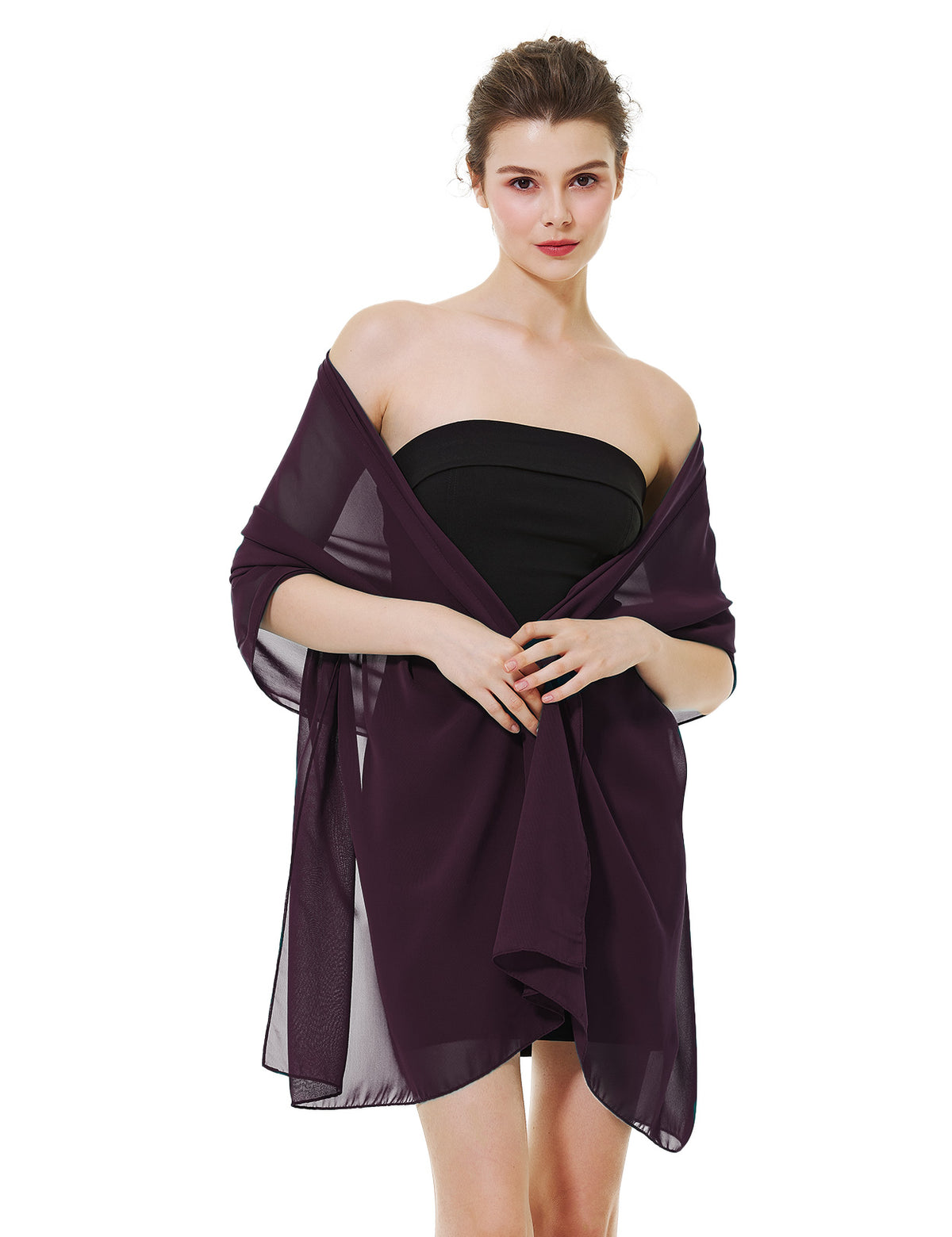 elegant chiffon wedding shawl in soft draping style, perfect for brides and evening wear