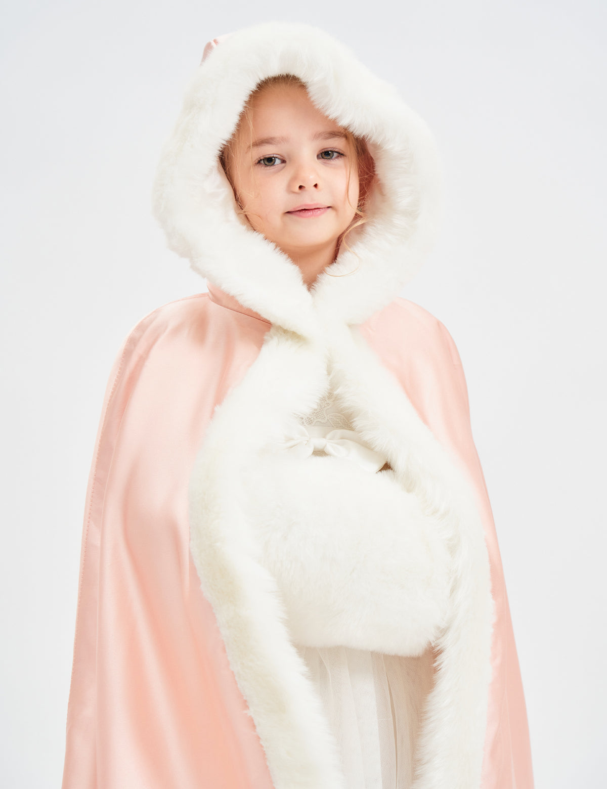 Toddler Christmas cloak with fur trim