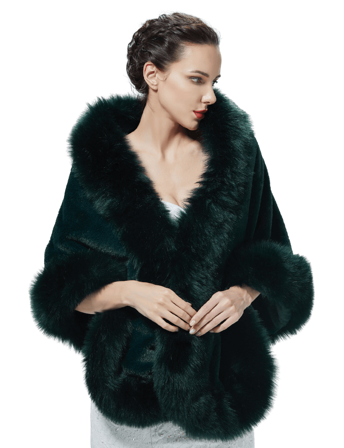 Luxury faux fur shawl for bridal wedding and evening dresses