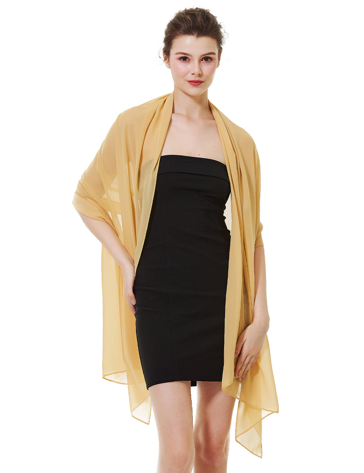 elegant chiffon wedding shawl in soft draping style, perfect for brides and evening wear